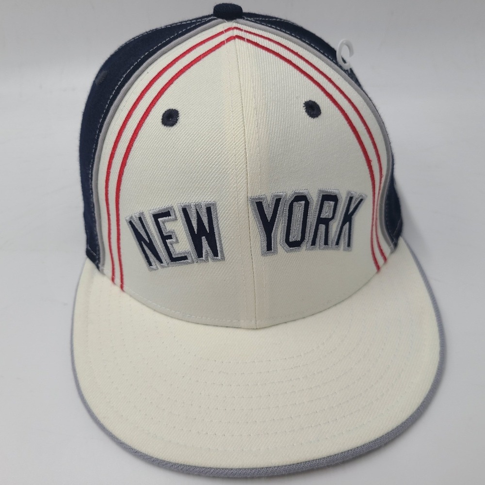 Vintage New York Yankees Hat‎ Fitted 7 3/8 New Era 59Fifty White Blue MLB Wool